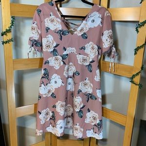 Floral dress with lace up back!